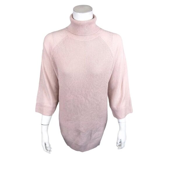 Soft by Naadam Womens 100% Cashmere Waffle Stitch Turtleneck Sweater Rose Size S - Picture 1 of 7